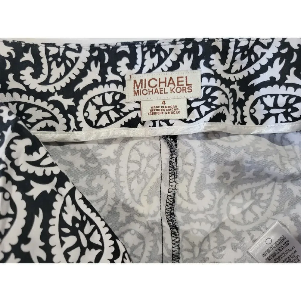Michael Kors women's black & white paisley Capri pants - size 4